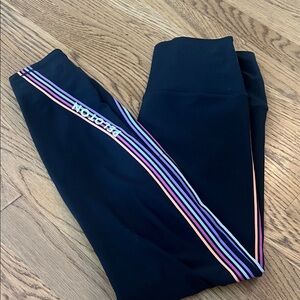 Peloton Black Kids Leggings with Colorful Stripes